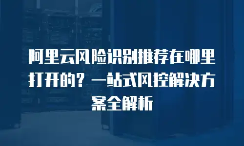 阿里云风险识别推荐在哪里打开的？一站式风控解决方案全解析