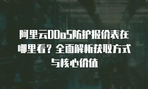 阿里云DDoS防护报价表在哪里看？全面解析获取方式与核心价值