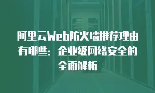 阿里云Web防火墙推荐理由有哪些：企业级网络安全的全面解析