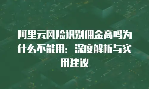 阿里云风险识别佣金高吗为什么不能用：深度解析与实用建议