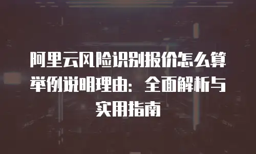 阿里云风险识别报价怎么算举例说明理由：全面解析与实用指南