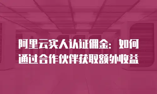 阿里云实人认证佣金：如何通过合作伙伴获取额外收益