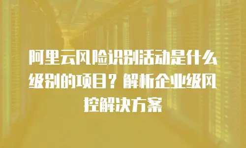 阿里云风险识别活动是什么级别的项目？解析企业级风控解决方案