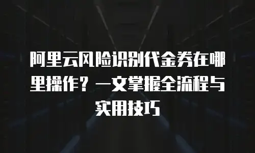 阿里云风险识别代金券在哪里操作？一文掌握全流程与实用技巧