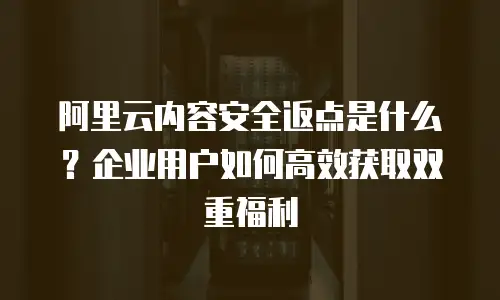 阿里云内容安全返点是什么？企业用户如何高效获取双重福利