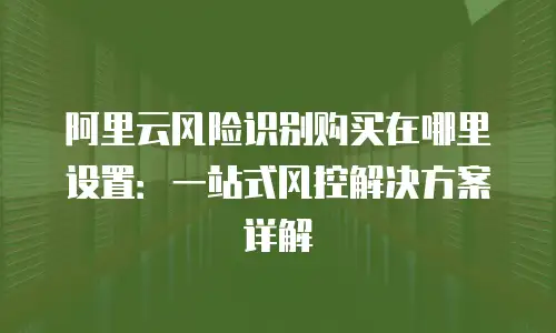 阿里云风险识别购买在哪里设置：一站式风控解决方案详解