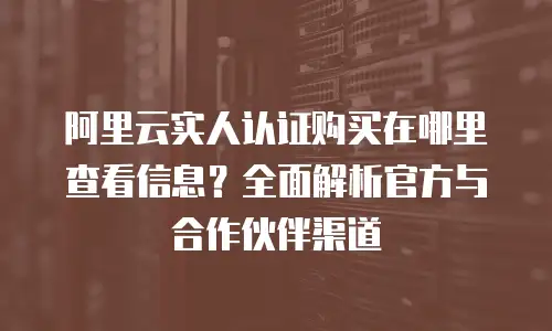 阿里云实人认证购买在哪里查看信息？全面解析官方与合作伙伴渠道