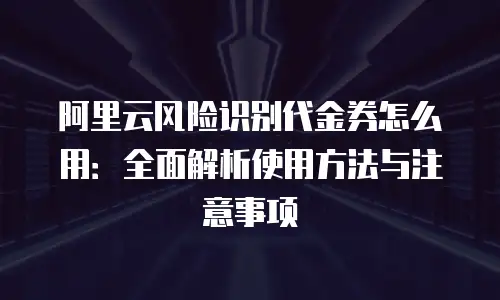 阿里云风险识别代金券怎么用：全面解析使用方法与注意事项