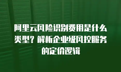阿里云风险识别费用是什么类型？解析企业级风控服务的定价逻辑