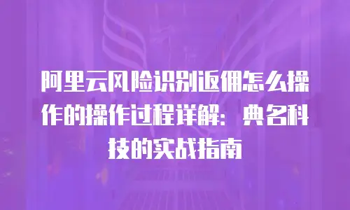 阿里云风险识别返佣怎么操作的操作过程详解：典名科技的实战指南