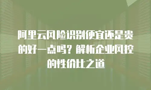 阿里云风险识别便宜还是贵的好一点吗？解析企业风控的性价比之道
