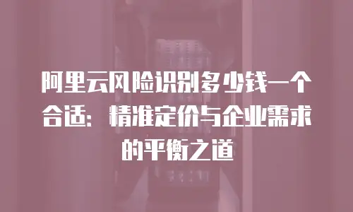阿里云风险识别多少钱一个合适：精准定价与企业需求的平衡之道