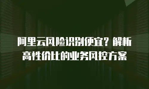 阿里云风险识别便宜？解析高性价比的业务风控方案