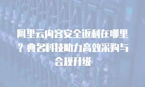 阿里云内容安全返利在哪里？典名科技助力高效采购与合规升级