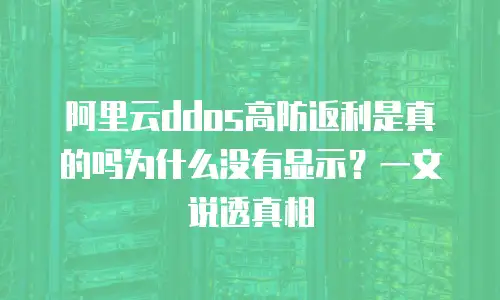 阿里云ddos高防返利是真的吗为什么没有显示？一文说透真相