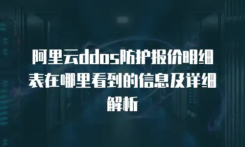 阿里云ddos防护报价明细表在哪里看到的信息及详细解析