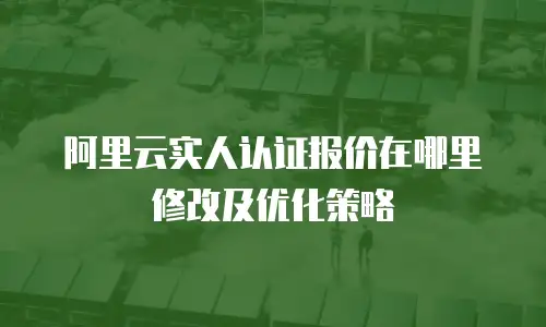 阿里云实人认证报价在哪里修改及优化策略