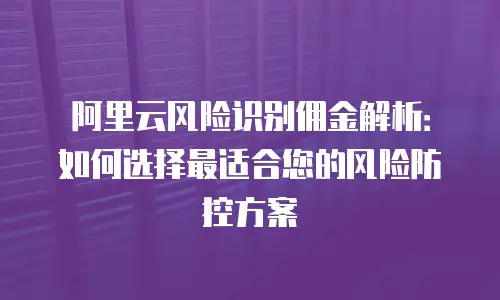阿里云风险识别佣金解析：如何选择最适合您的风险防控方案