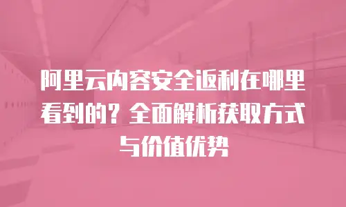 阿里云内容安全返利在哪里看到的？全面解析获取方式与价值优势
