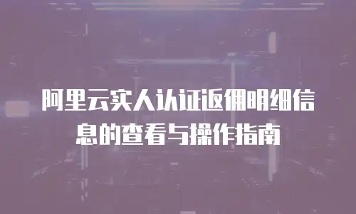 阿里云实人认证返佣明细信息的查看与操作指南
