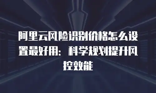 阿里云风险识别价格怎么设置最好用：科学规划提升风控效能