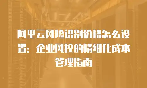阿里云风险识别价格怎么设置：企业风控的精细化成本管理指南