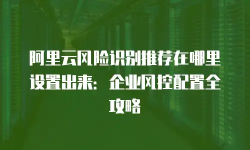 阿里云风险识别推荐在哪里设置出来：企业风控配置全攻略