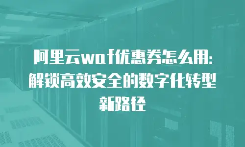 阿里云waf优惠券怎么用：解锁高效安全的数字化转型新路径