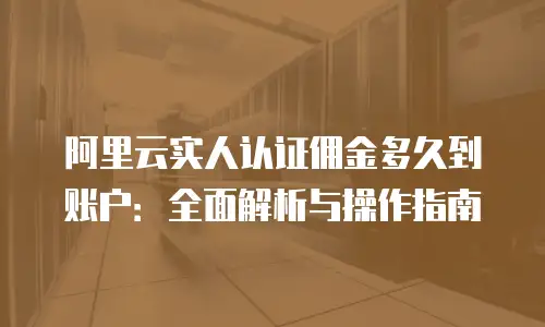 阿里云实人认证佣金多久到账户：全面解析与操作指南