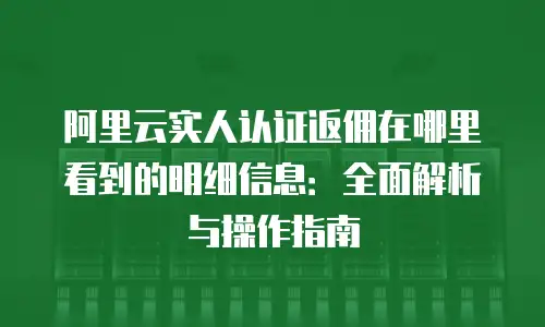 阿里云实人认证返佣在哪里看到的明细信息：全面解析与操作指南