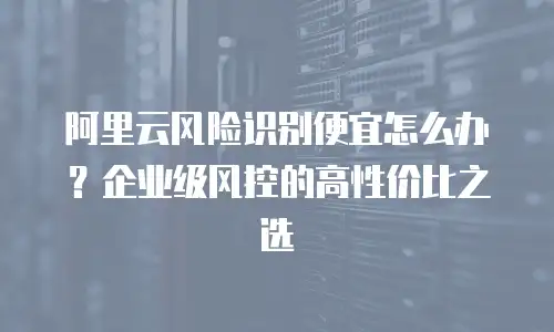 阿里云风险识别便宜怎么办？企业级风控的高性价比之选