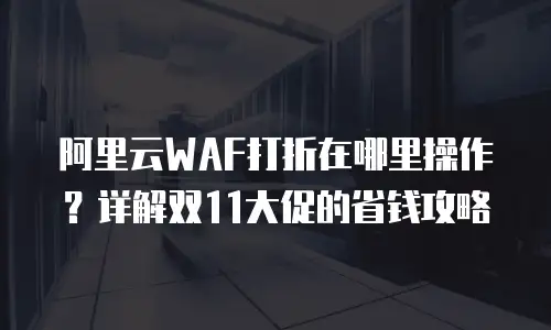 阿里云WAF打折在哪里操作？详解双11大促的省钱攻略