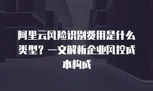 阿里云风险识别费用是什么类型？一文解析企业风控成本构成