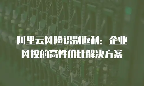 阿里云风险识别返利：企业风控的高性价比解决方案