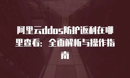 阿里云ddos防护返利在哪里查看：全面解析与操作指南