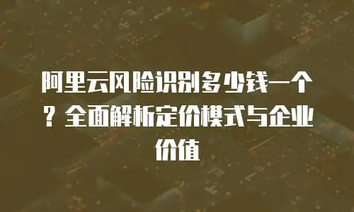 阿里云风险识别多少钱一个？全面解析定价模式与企业价值