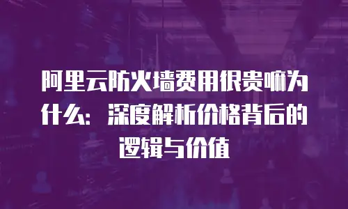 阿里云防火墙费用很贵嘛为什么：深度解析价格背后的逻辑与价值