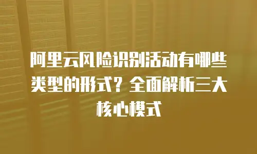 阿里云风险识别活动有哪些类型的形式？全面解析三大核心模式