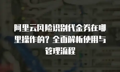 阿里云风险识别代金券在哪里操作的？全面解析使用与管理流程
