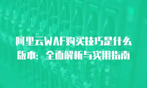 阿里云WAF购买技巧是什么版本：全面解析与实用指南