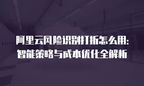 阿里云风险识别打折怎么用：智能策略与成本优化全解析