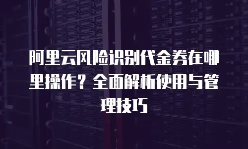 阿里云风险识别代金券在哪里操作？全面解析使用与管理技巧
