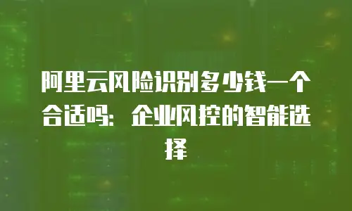 阿里云风险识别多少钱一个合适吗：企业风控的智能选择