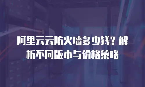阿里云云防火墙多少钱？解析不同版本与价格策略