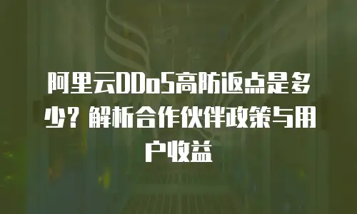 阿里云DDoS高防返点是多少？解析合作伙伴政策与用户收益