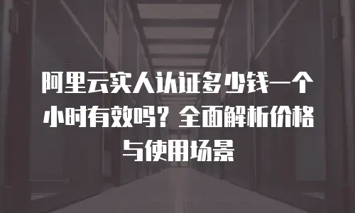 阿里云实人认证多少钱一个小时有效吗？全面解析价格与使用场景