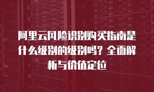 阿里云风险识别购买指南是什么级别的级别吗？全面解析与价值定位