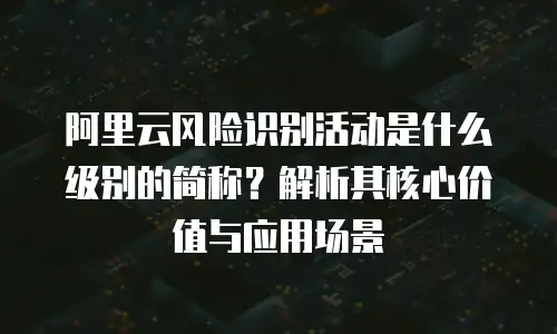 阿里云风险识别活动是什么级别的简称？解析其核心价值与应用场景