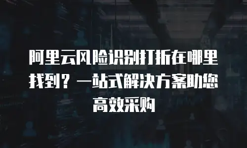 阿里云风险识别打折在哪里找到？一站式解决方案助您高效采购