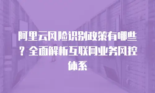 阿里云风险识别政策有哪些？全面解析互联网业务风控体系